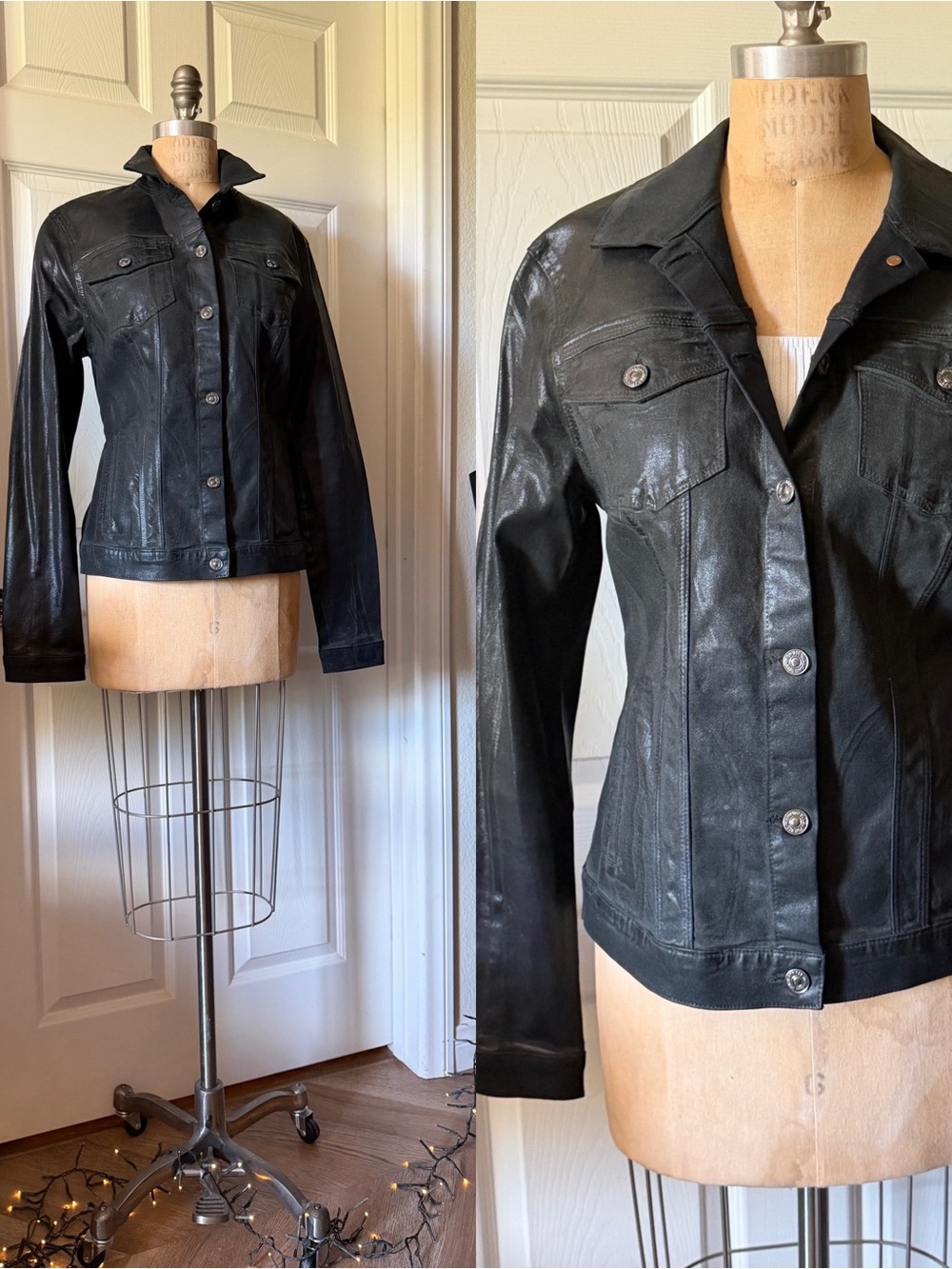 ♥️ 7 For All Mankind Coated Black
Denim Moto Jacket size M
